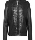 men's croc design black genuine lambskin leather jacket biker zip & café racer style