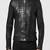 men's croc design black genuine lambskin leather jacket biker zip & café racer style