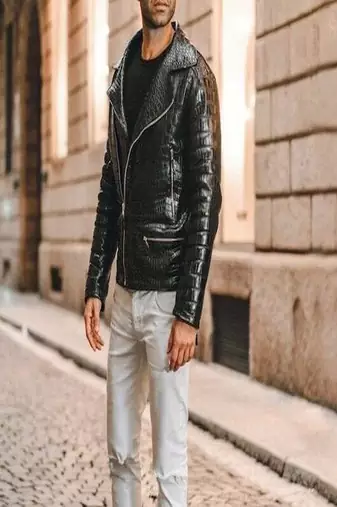men's black lambskin leather biker jacket classic moto zip style exclusive original