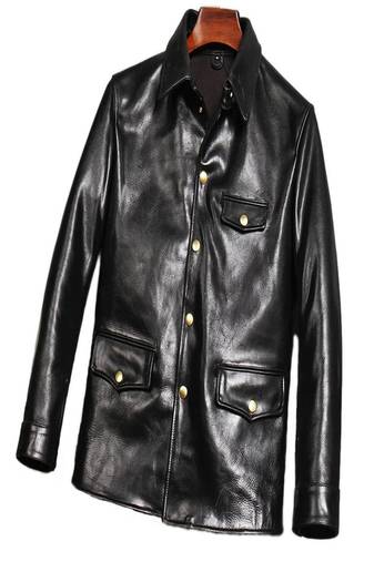 men's black genuine lambskin leather jacket button biker style