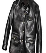 men's black genuine lambskin leather jacket button biker style