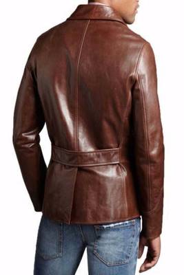 men's brown lambskin leather biker jacket classic moto zip style original 2