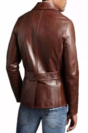 men's brown lambskin leather biker jacket classic moto zip style original