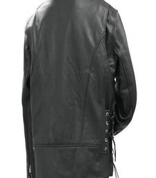 men's black genuine lambskin leather jacket side-laced look biker style