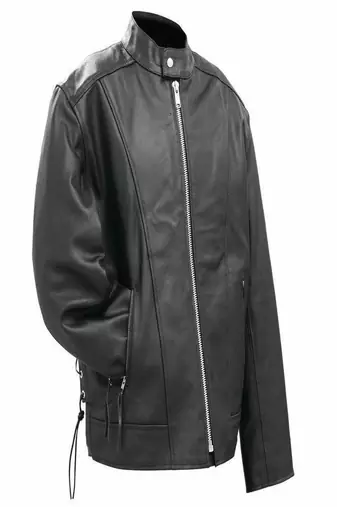 men's black genuine lambskin leather jacket side-laced look biker style