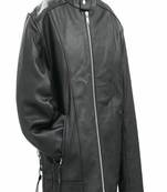men's black genuine lambskin leather jacket side-laced look biker style