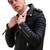 men's black genuine lambskin leather jacket zip quilted hand look biker style