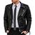men's black genuine lambskin leather jacket zip quilted hand look biker style