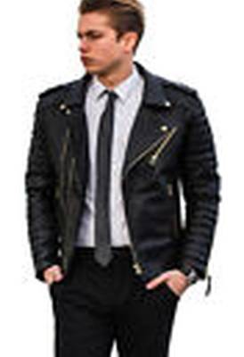men's black lambskin leather biker jacket premium quilted design superior 3