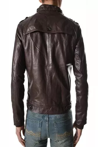 men's brown lambskin leather biker jacket classic moto zip style high quality