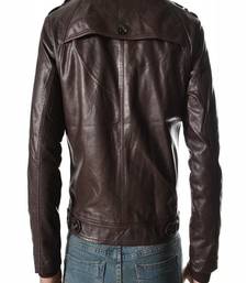 men's brown genuine lambskin leather jacket café racer biker style