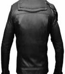 men's black genuine lambskin leather jacket quilted shoulder look motorbuycycle biker style