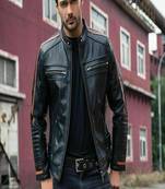 men's black lambskin leather biker jacket classic moto zip style exclusive featured