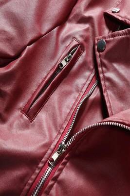 men's red genuine lambskin leather jacket zipper biker style 2