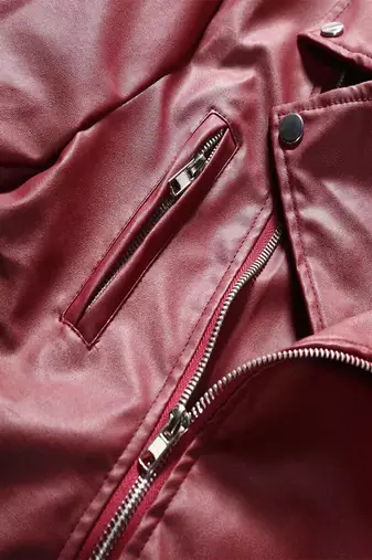 men's red genuine lambskin leather jacket zipper biker style