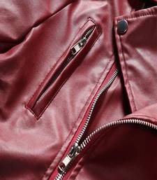 men's red genuine lambskin leather jacket zipper biker style