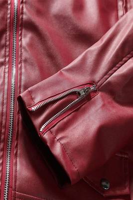 men's red genuine lambskin leather jacket zipper biker style 3