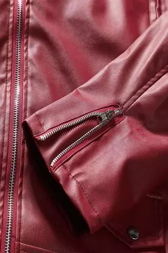 men's red genuine lambskin leather jacket zipper biker style