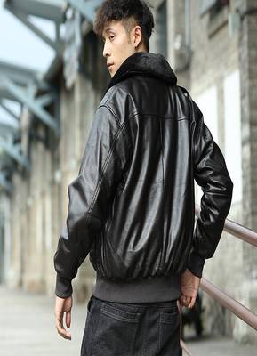  mens black genuine lambskin leather jacket knif cuffs & waistband envelope-style front pockets  2