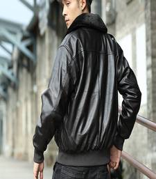  mens black genuine lambskin leather jacket knif cuffs & waistband envelope-style front pockets 