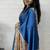 Blue Color Heavy Mirror Work  Satin Silk  Saree