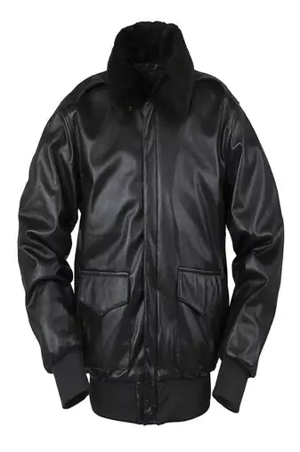  mens black genuine lambskin leather jacket knif cuffs & waistband envelope-style front pockets 