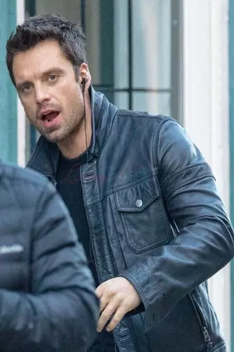 men's blue genuine lambskin leather jacket button pocket & café racer biker style
