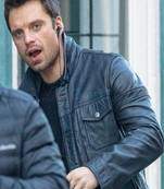 men's blue genuine lambskin leather jacket button pocket & café racer biker style