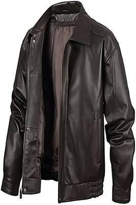 men's dark brown lambskin leather jacket classic zip up style premium 1