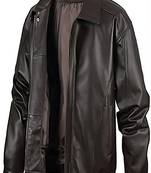 men's dark brown genuine lambskin leather jacket simple style