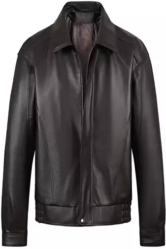 men's dark brown genuine lambskin leather jacket simple style