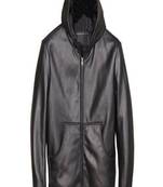 men's black lambskin leather biker jacket hooded biker silhouette
