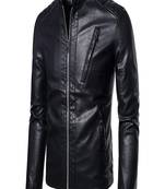 men's black lambskin leather biker jacket classic moto zip style modern premium