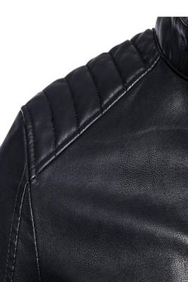 men's black genuine lambskin leather jacket ziper & café racer biker style 4