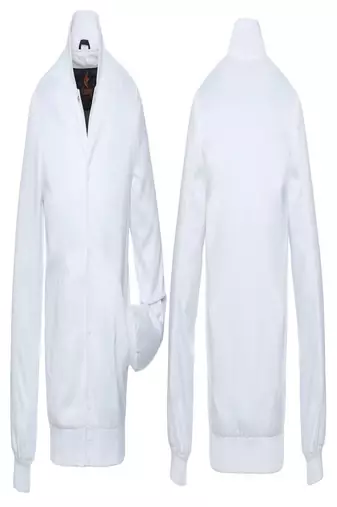 Men's white genuine lambskin leather jacket- front button biker style