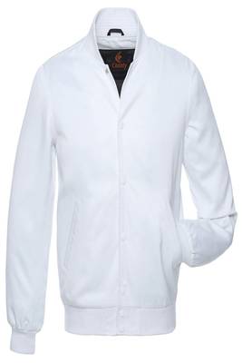 Men's white genuine lambskin leather jacket- front button biker style 2