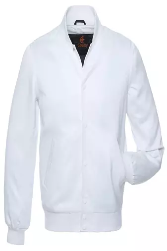 Men's white genuine lambskin leather jacket- front button biker style