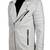 Men's off white genuine lambskin leather jacket- multiple zipper & quilterd shoulder biker style