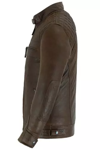 men's  dark brown genuine lambskin leather jacket zipper look biker style