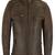 men's  dark brown genuine lambskin leather jacket zipper look biker style