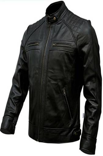 men's black lambskin leather biker jacket premium quilted design refined