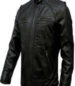 men's black lambskin leather biker jacket premium quilted design refined