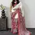 White Color Heavy Mirror Work  Satin Silk  Saree
