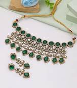 Green color american diamond necklace set