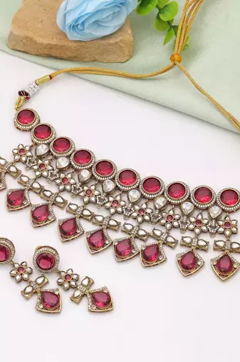 Rani color american diamond necklace set
