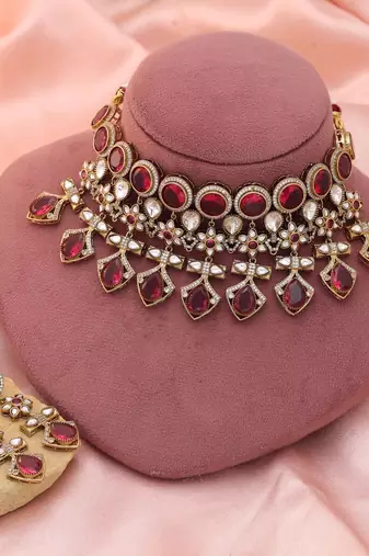 Rani color american diamond necklace set
