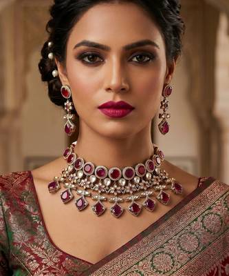 Rani color american diamond necklace set 3