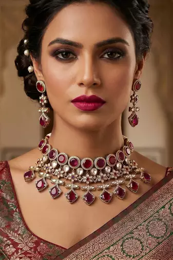 Rani color american diamond necklace set