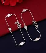 Silver color oxidised anklet