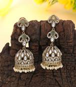 Pista green color american diamond earrings